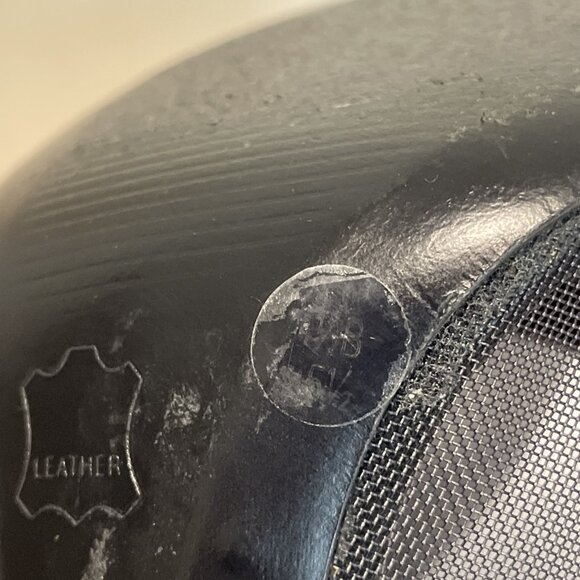 BCBGirls Docre Mesh Peep Toe Heels Stilettos Size 5.5 Black Floral Embroidered - Picture 11 of 12